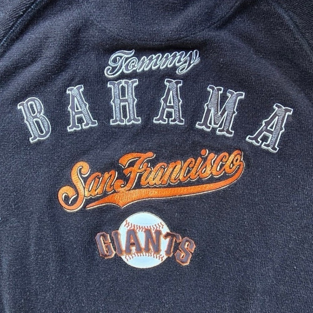 TOMMY BAHAMA SF Giants L mens cotton 1/4 zip pullover sweater RIANCHECK black - Picture 7 of 9